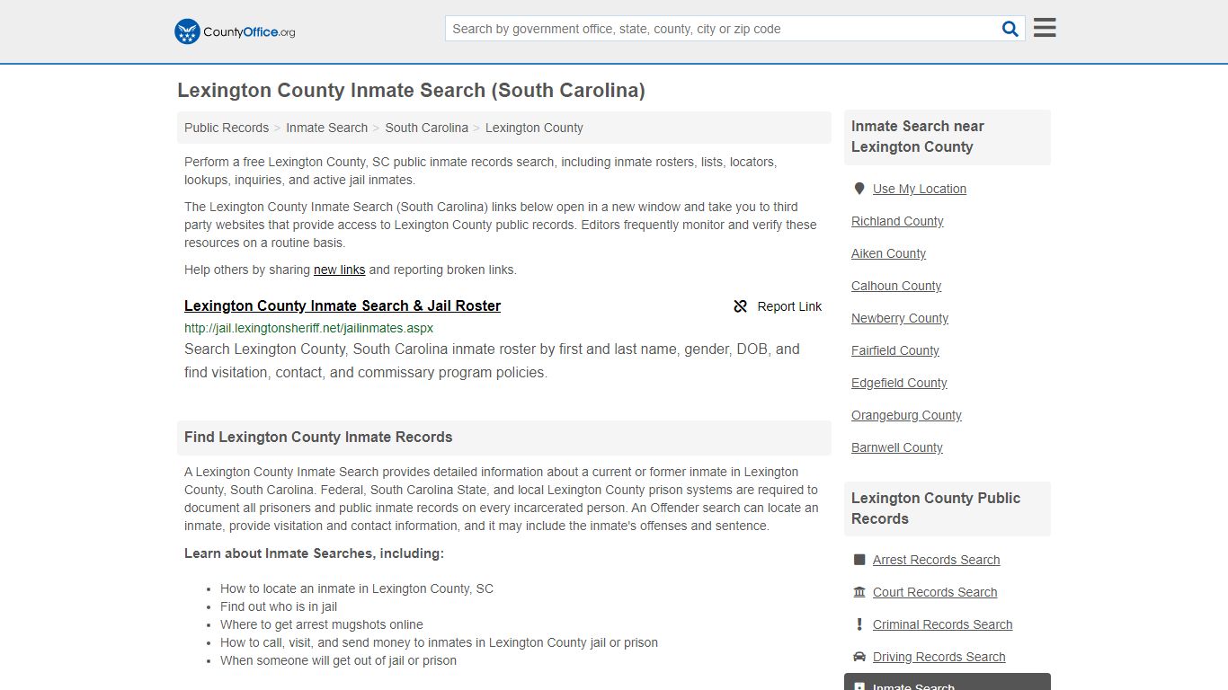 Inmate Search - Lexington County, SC (Inmate Rosters ...